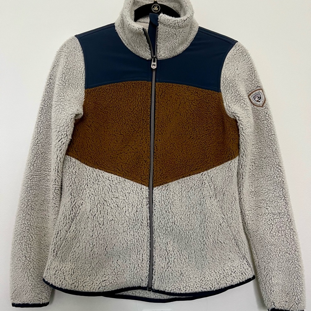 Kuhl Women's Sherpa Fleece Jacket - Navy, Brown, Cream